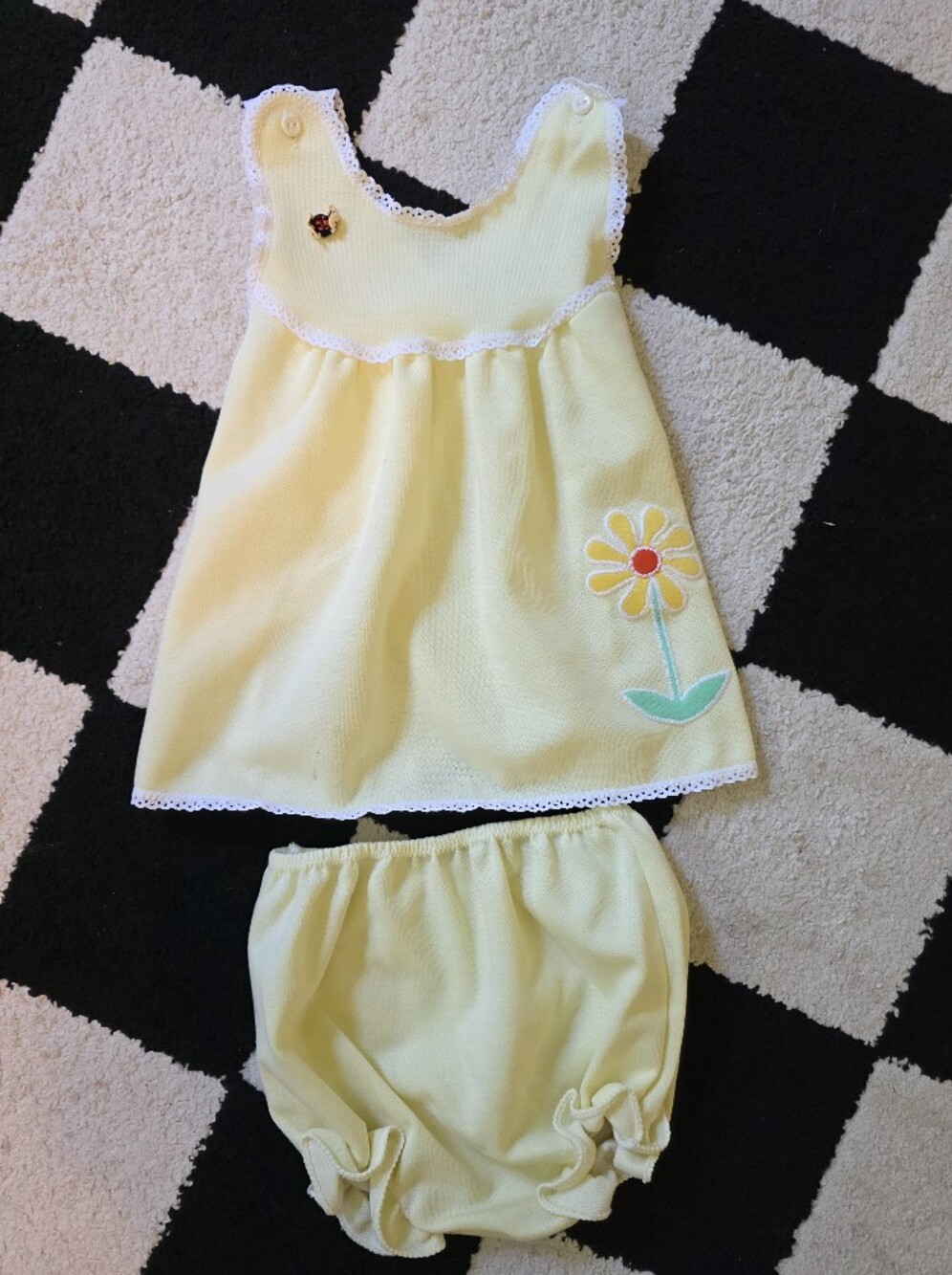 vintage 1970s–1980s 2-piece Carter's baby dress and diaper cover set